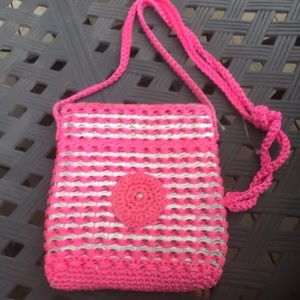 NEW -Crochet bag (pink/white) NWOT